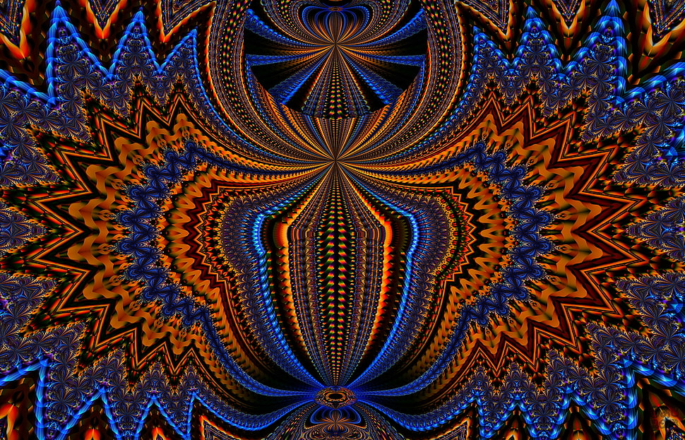 blue, orange and black 3D wallpaper HD wallpaper