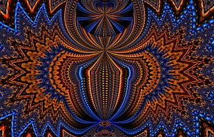 blue, orange and black 3D wallpaper