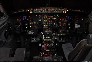 airplane cockpit, cockpit, Boeing 737, airplane, aircraft