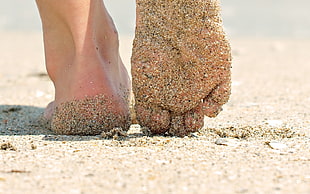 person's feet, sand, feet, barefoot, worm's eye view