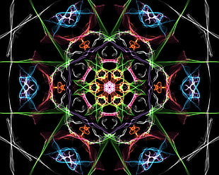 multicolored mandala artwork, fractal, abstract, colorful, digital art