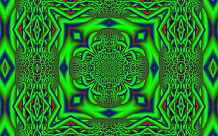 green patterned painting