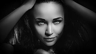 grayscale photography of womans face