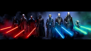 Star Wars Characters holding lightsabers digital wallpaper HD wallpaper