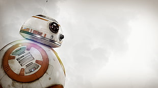 white and red corded device, Star Wars, BB-8