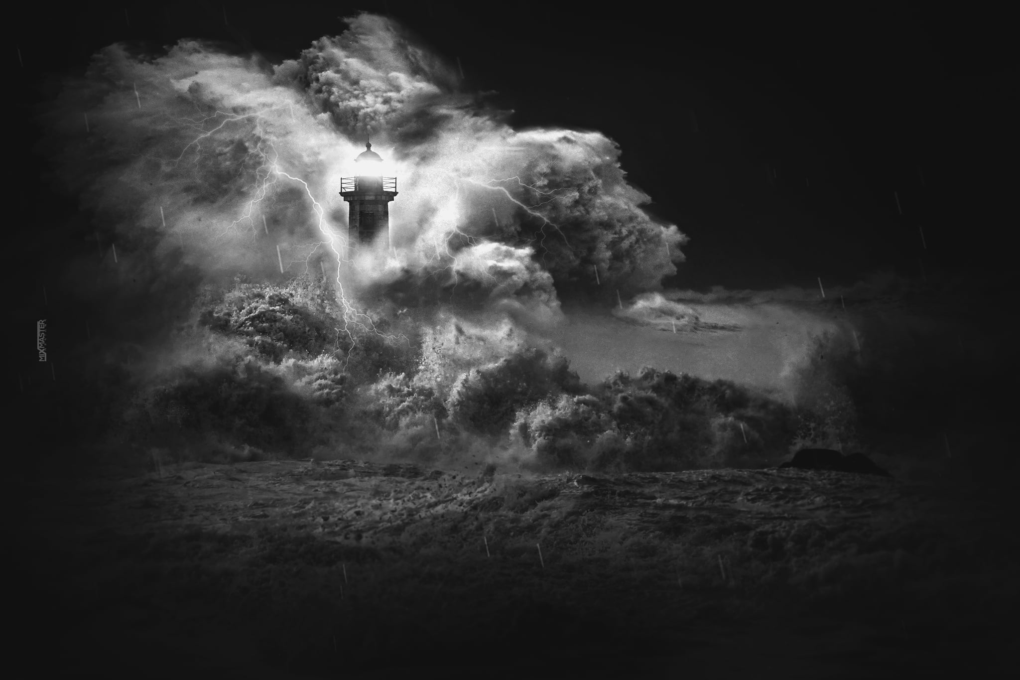 Grayscale Photo Of Lighthouse Lighthouse Photo Manipulation Hd Wallpaper Wallpaper Flare 