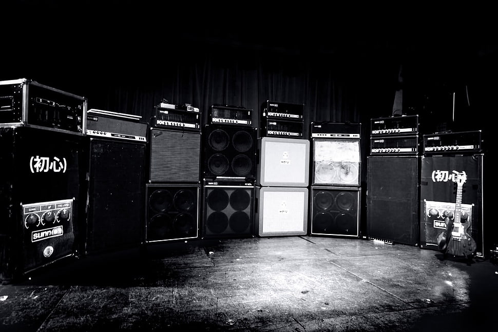 grayscale photo of road case lot HD wallpaper