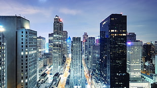 City,  Skyscrapers,  Night,  Light HD wallpaper