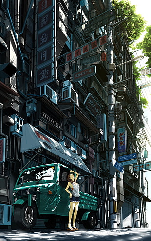 city, drawing, artwork, anime HD wallpaper
