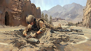 soldier illustration, Explosive Ordnance Disposal Team, artwork, military