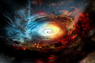 red and black abstract painting, black holes, space HD wallpaper