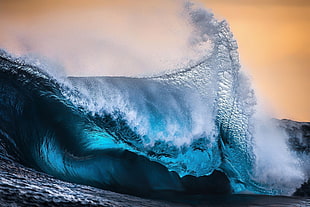 photo of ocean waves, nature, blue, sea, water HD wallpaper