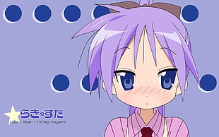 purple haired girl anime character HD wallpaper