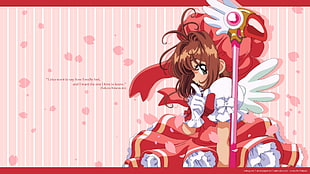 girl in red and white dress anime