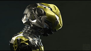 green and gray robot toy, science fiction, androids, cyborg HD wallpaper