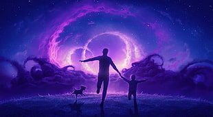 father and son wallpaper, peace, Heaven & Hell, families, sky HD wallpaper