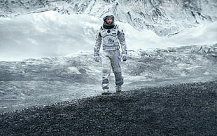 white Astronaut walking on the surface