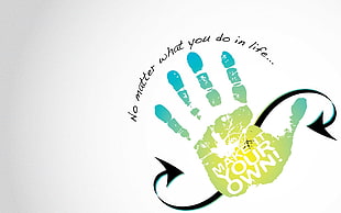 green and yellow human hand print make it your own illustration HD wallpaper