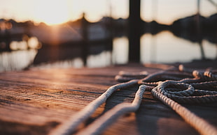 three gray ropes, photography, ropes, depth of field, water