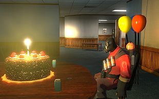 round cherry cake, video games, Team Fortress 2, Pyro (character)