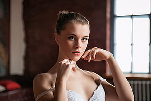 women's white bra HD wallpaper