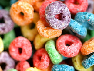 flavored cereal, cereal, macro, food, colorful