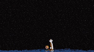 boy and tiger cartoon illustration, Calvin and Hobbes, comics, artwork, cartoon HD wallpaper