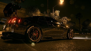 black Nissan GTR, Need for Speed, Nissan Skyline GT-R R35, car