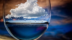 wine glass, nature, sky, clouds, water