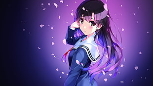 female anime character with blue dress illustration