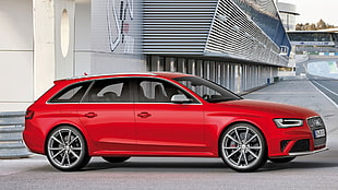 red 5-door hatchback, Audi RS4, Audi, red cars, vehicle HD wallpaper