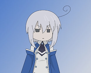 white haired female anime character illustration