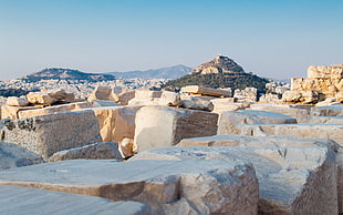 brown rocks, Greece, Lycabettus, Athens, hills