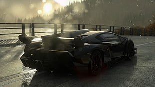 black coupe, car, Driveclub, racing, Lamborghini Veneno