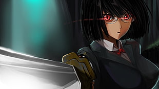 black-haired female anime character, anime, Durarara!!, Sonohara Anri, glasses