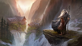Lord of The Rings illustration, The Lord of the Rings, Gandalf, The Hobbit, Imladris HD wallpaper