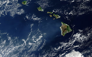 satellite view of earth, Earth, clouds, space, Hawaii