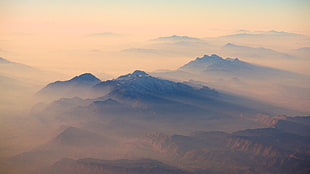 aerial photo of foggy mountain, iranian HD wallpaper