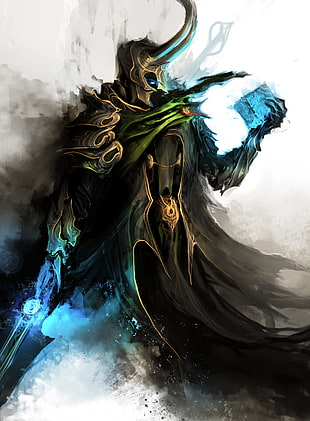 Loki illustration, The Avengers, fantasy art, Loki