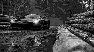grayscale photo of car, car, monochrome, black