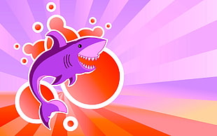 purple shark illustration, colorful, shark, artwork, fantasy art
