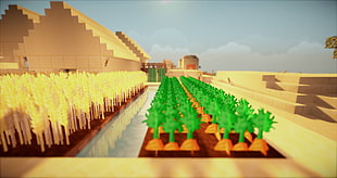white and green house miniature, Minecraft HD wallpaper