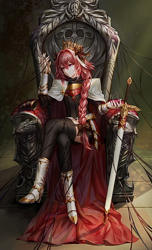 female anime character sitting on chair wallpaper, anime boys, Fate Series, Fate/Apocrypha , Rider of Black HD wallpaper