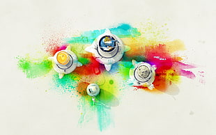 four white light bulbs on abstract painting HD wallpaper