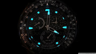 round black Citizen chronograph watch, clocks, watch, Citizen