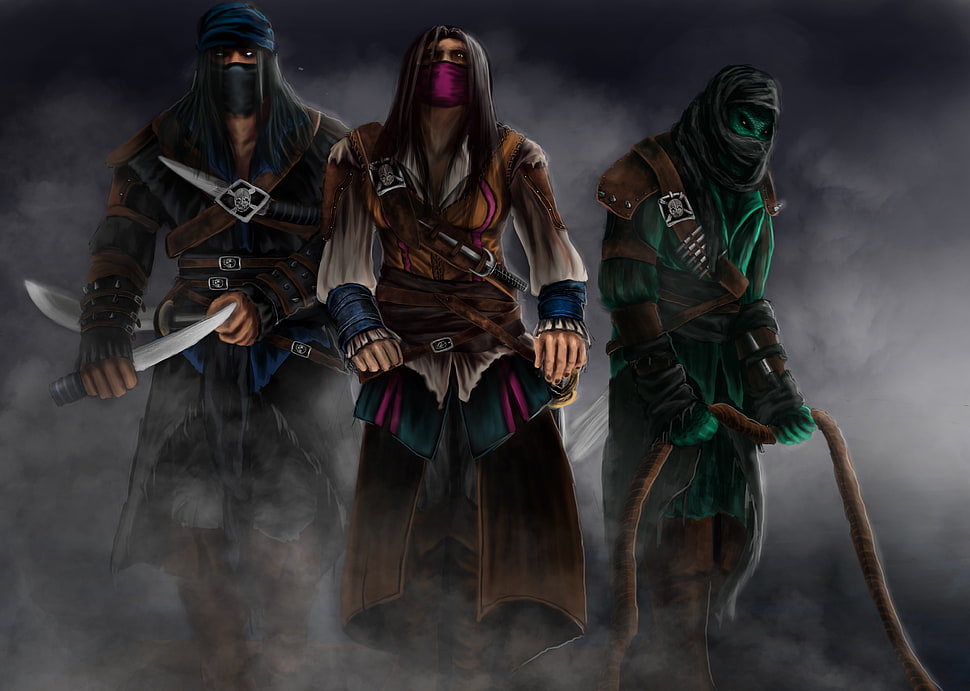 three characters photo HD wallpaper