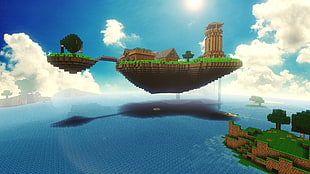 Minecraft screenshot, Minecraft, video games, floating, floating island