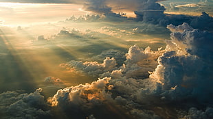 crepuscular rays and clouds