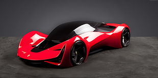 red and black sports car concept HD wallpaper