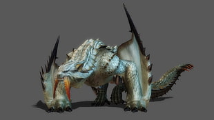 white and brown horse figurine, Monster Hunter, render